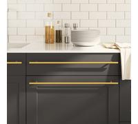 Cabinet handles 10pcs Gold Brushed Stainless Steel 480mm T-bar Drawer Pulls Slim