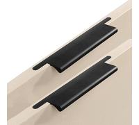 Cabinet handles 2 Packs Cabinet Pulls Aluminum Alloy Finger Edge Pulls Concealed Handle Slotted Invisible Cupboard Handles,Drawer Knobs Recessed,Door Levers for Bathroom,Closet,Wardrobe(Black,160mm)