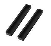 Cabinet Handles, 2 Pcs Sliding Barn Door Handle, Aluminum Alloy Recessed Cabinet Pull, Flush Mount, Drawer Pulls Closet Hidden for Home Kitchen(Black,Hole Distance 192mm)