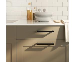 Cabinet Handles 20Pk Black 128mm Brushed Stainless Steel Square Grip Set Packs