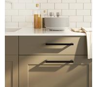 Cabinet Handles Black 192mm Brushed Stainless Steel Modern Square Pulls 10pcsSet