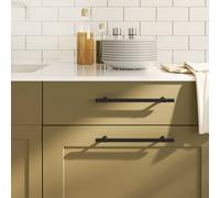 Cabinet Handles Black 192mm Brushed Stainless Steel T-Shape 5pcs Vintage Pack5pc