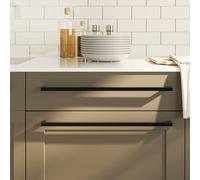 Cabinet Handles Black 480 mm Brushed Stainless Steel Modern Square Tube Pulls XL