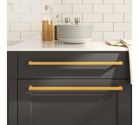 Cabinet Handles Gold 480mm Brushed Stainless Steel 10pc Cuttable Screws Moderns
