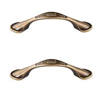 Cabinet Handles Vintage, 2 Pack Furniture Handle Solid Brass | Brushed Surface, Color: Bronze, Kitchen Door Handles Hole Centers: 32-96mm Cupboard Handle Drawer Pulls Wardrobe Pulls 64mm/2.5in