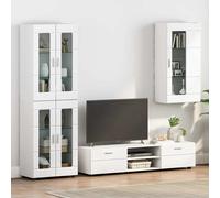 Cabinet High Gloss White Engineered Wood 50x29x100 cm Modern Storage Slim Shelf