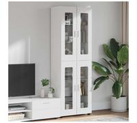 Cabinet High Gloss White Engineered Wood 60 x 35 x 182 cm 6 Shelves 4 Doors Tall