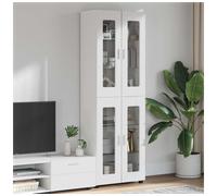 Cabinet High Gloss White Engineered Wood 60 x 35 x 182 cm 6 Shelves 4 Doors Tall
