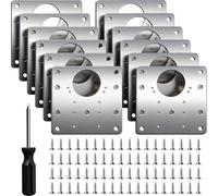 Cabinet Hinge Repair Plate, 12PCS Cabinet Hinge Repair Kit with 72 Screws, Kitchen Door Hinges Repairs Plates Stainless Steel for Kitchen Cupboard Wardrobe Wood Furniture