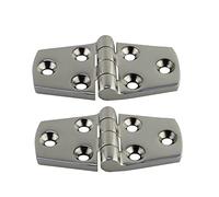 Cabinet Hinges,Door 2PCS Stainless Steel Cast Strap Hinge with 6 Holes Mirror Polishing Marine Boat Hardware Cerniera (Color : Silver, Size 38X102MM)