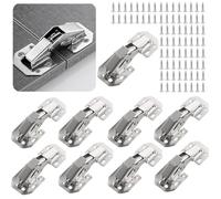 Cabinet Hinges Kitchen Cupboard Hinge - 10 PCS Soft Close Hinges Concealed Bridge Type Hinges 3 inch, 90 Degrees Inset Mute Plated Steel Hinge with Screws for Cupboard Doors Cabinet Wardrobe