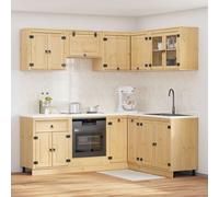 Cabinet Honey Brown Solid Pine Wood 80x80x81.5cm 7 Shelves 12 Doors Modern Dine