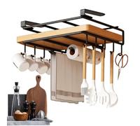 Cabinet Hook Set - Stainless Steel, Multifunctional Without Drilling Rig, Robust Paper Towel Holder, Space-Saving Organizer | Reliable for Kitchen, Bathroom, Cutting Boards, Mugs, Hand