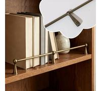 Cabinet Item Anti-Drop Guardrail Antique Brass, Commercial Anti-Fall Bookcase Guard Bar with 3 Spindles, Wood Floating Shelf Guard Rail Closet Edge Tipping Fence(3 Pack,Long 40in/102cm)