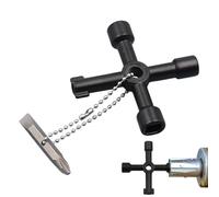 Cabinet Key Torque Wrenches, Non-Slip Handle Torque Wrenches - Cross Key Portable Door Key Compact Design for Water Meter Valve Electric Box Cabinet
