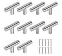 Cabinet Knob Stainless Steel Drawer Knobs Single Hole Door Knobs T Bar Pull Handle with Screws for Cabinet Wardrobe Drawer Cupboard 10 Pieces Silver