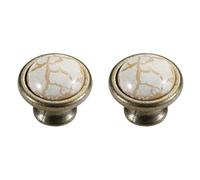 Cabinet Knobs, 2 Pack Solid Ceramic Furniture Handles | Bronze Plating Surface, Bow Drawer Pulls, Hole Center: 76-96mm, Kitchen Door Cupboard Handles