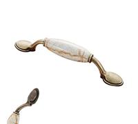 Cabinet Knobs, 2 Pack Solid Ceramic Furniture Handles | Bronze Plating Surface, Bow Drawer Pulls, Hole Center: 76-96mm, Kitchen Door Cupboard Handles