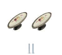 Cabinet Knobs 2Pcs Printed Rose Ceramic Handle Cabinet Shoe Cabinet Wardrobe Door Locker Drawer Pulls Single Hole