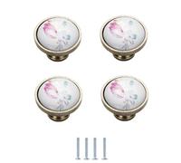 Cabinet Knobs 4Pcs Chinese Style Ceramic Orchid Handle Furniture Cabinet Wardrobe Drawer Pulls Single Hole