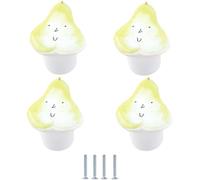 Cabinet Knobs 4Pcs Cloud Single Hole Ceramic Knobs Cabinet Drawer Children's Handle Decoration Pear