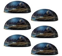 Cabinet Knobs - Set of 6PCS Beautiful Scenery Under The Moon-18 Decorative Drawer Handles, Long Door Pull Handles for Kitchen, Bedroom, and Bathroom Furniture