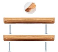 Cabinet Knobs Solid Wood Handles,Log Cabinet Doors,Cabinet Wardrobe Drawer Handles,Wooden Cabinet Door Handles,Oak,96mm,2 Pack