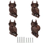Cabinet Knobs, Vintage Decorative Metal Owl Knobs Pulls Handles for Door Drawer Cupboard Closet, Antique Dresser Knob Kitchen Home Hardware Furniture Handle 4Pcs (Red Bronze)