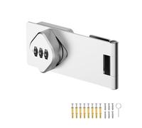 Cabinet Lock Keyless, 3-Digit Combination Lock Combination Code Hasp Latch Lock Twist Knob Wooden Drawer Cupboard (2, Silver)