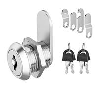 Cabinet Lock, Post Box Lock, Cam Locks, Comes with 4 Keys and 4 Different Lock Plates - Multi-Purpose for Cabinet, Cupboard, Mailbox, Drawer & Post Box