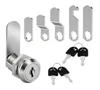 Cabinet Lock,Universal Cam Lock Multi-Purpose Cabinets Locks with Key,Fits for Drawer Cupboard Post Box Mailbox Letterbox Filing Cabinet Locker 5 Different Plate & 4 Keys Functional Mental Replacement