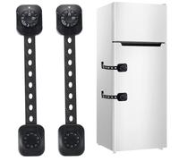 Cabinet Locks Baby Proofing, Child Safety Drawer Locks -Adjustable Child Safety Strap Locks Adhesive Baby Door Latch for Fridge Toilet Oven No Drill Furniture Kitchen Lock Black 2Pack
