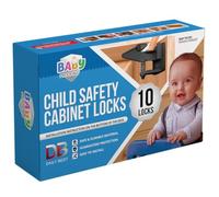 Cabinet Locks Child Safety Latches - 10 Pack Adhesive Child Proof Cabinet Locks - Baby Safety Cabinet Locks - Child Locks for Cabinets and Drawers - Corner & Door Guards Socket Covers - E-Book Story