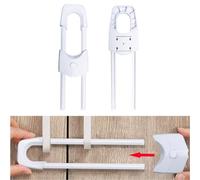 Cabinet Locks for Children, Reusable U-Shaped Baby Proofing Child Safety Locks for Kitchen Cupboard, Door, Cabinet, Closet, Fridge, Knob Handle, Adjustable, Easy to Use (White 2 Pieces)