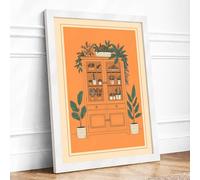 Cabinet of Plants Botanical Framed Wall Art Print A3 (42×29.7cm) White, Wall Decor for Living Room, Bedroom, Office & Home, Ready to Hang, Art Gift