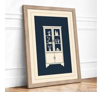 Cabinet of Treasures Art Deco Framed Wall Art Print A2 Oak