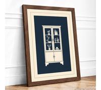 Cabinet of Treasures Art Deco Framed Wall Art Print A2 Walnut