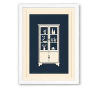 Cabinet of Treasures Art Deco Framed Wall Art Print A4 (29.7×21cm) White, Wall Decor for Living Room, Bedroom, Office & Home, Ready to Hang, Art Gift
