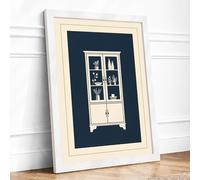Cabinet of Treasures Art Deco Framed Wall Art Print A4 White