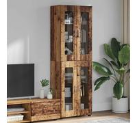 Cabinet Old Wood 60x35x182cm Engineered Wood Matte 4-Door 6-Shelf Indoor Storage