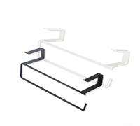Cabinet Paper Towel Holder Stainless Steel for Kitchen Bathroom Under Sink Storage Rack Easy Clean No Tools Required Portable Hooks(White)