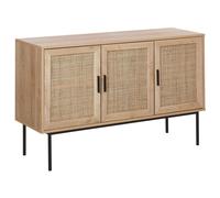 Beliani Rattan 3 Door Sideboard Light Wood Pasco, Brown