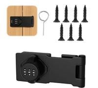 Cabinet Password Hasp Locks 3-Digit Combination Lock 10 x 4.2 cm Cupboard Locks with Screw Internal Secure Shed Lock Zinc Alloy Keyless Folding Latches Password Locking Bolt Black