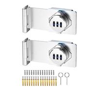 Cabinet Password Hasp Locks, 90 Degree Barn Door Lock, Household Security Combination Latch Lock for Locker, Fence, Bathroom, Outdoor, Garden (Silver-2PCS)