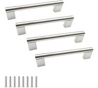 Cabinet Pull,Cupboard handles,drawer handles,4pcs Pull Push Cabinet Cupboard Commercial Exquisite Cabinet Handle,Barn Door Handle Hollow Sliding Door Handles Stainless Steel Furniture Door Handle(Silv