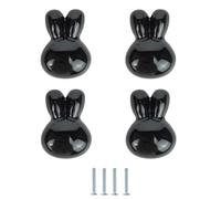 Cabinet Pulls 4Pcs 4Pcs Rabbit Ceramic Handle Wardrobe Door Children's Drawer Knobs Single Hole Knobs Without Punching Black