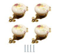Cabinet Pulls 4Pcs Chinese Style Zinc Alloy Ceramic Handle Drawer Door Cabinet Wardrobe Single Hole Round Small Knobs Qinggu Rose