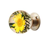 Cabinet Pulls Unique Resin Crystal Ball, Yellow Chrysanthemum