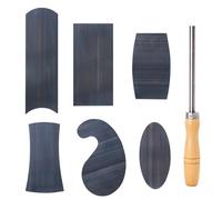 Cabinet Scraper Burnisher with 6 Piece Multi-Shaped Scraper Set 1 Oval 2 Double Convex/concave 1 Rectangle 1 Curved and 1 Goose-Neck Scraper (7 Different Scraper Cards + 1 Burnisher)