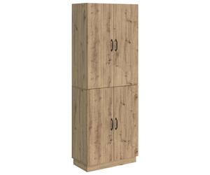 Cabinet Set 2pc Artisan Oak Engineered Wood 4-Shelf 4-Door Wall & Floor Unit Pro